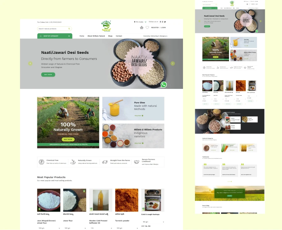 Siribele naturals - eCommerce store for Natural Vegetables and groceries