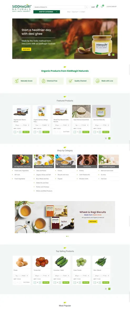 Sidhhagiri Naturals - Ecommerce web design and development