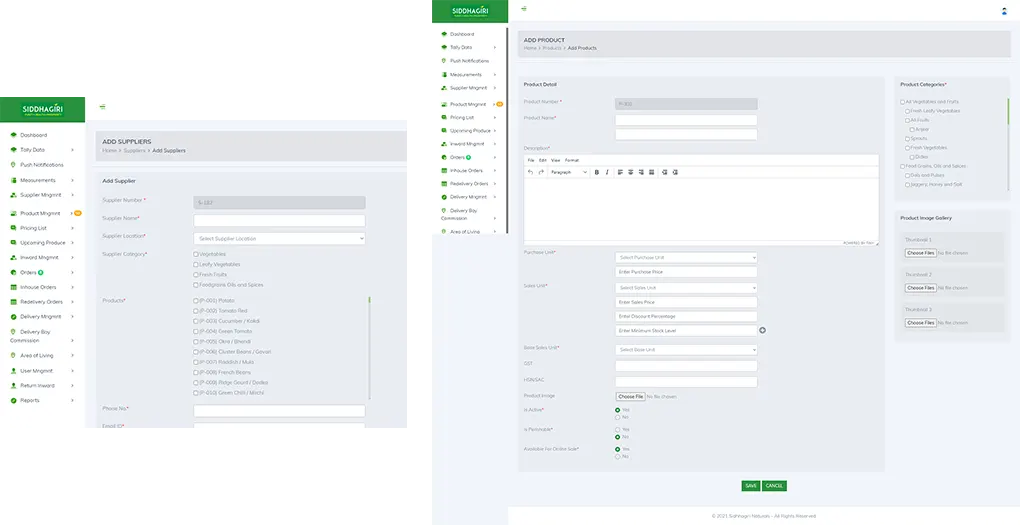 ecommerce website admin panel demo